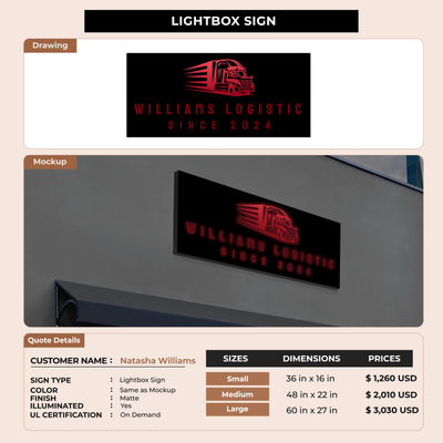 Business signage for Natasha Williams