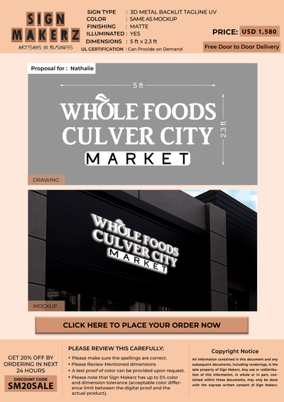 3D Metal Backlit Sign