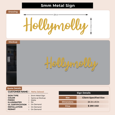 5mm metal sign for Neha Jaiswal