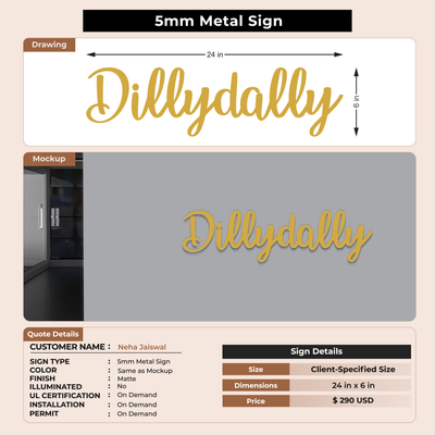 5mm metal sign for Neha Jaiswal