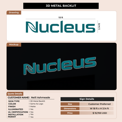 3D Metal Backlit Sign for Neill Ashmeade