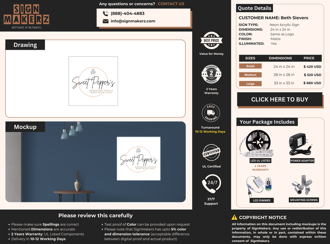 Business signage for Beth Sievers