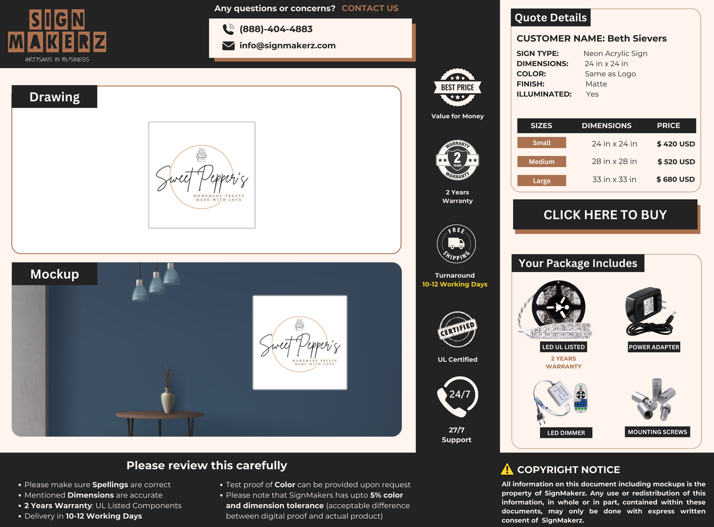 Business signage for Beth Sievers
