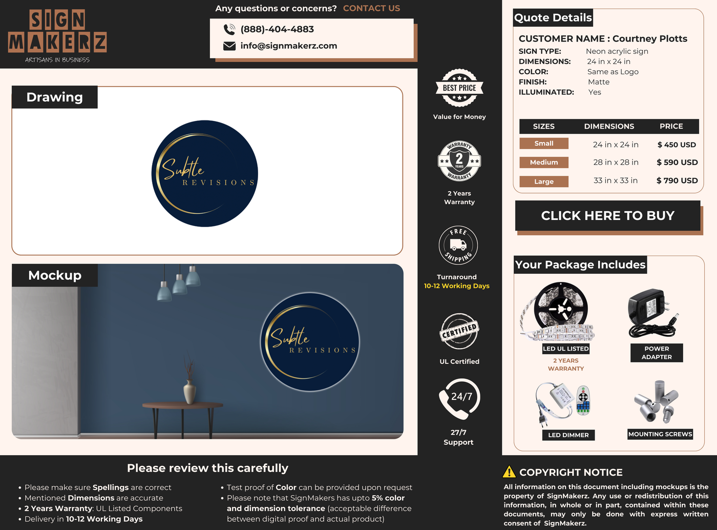 Business signage for Courtney Plotts