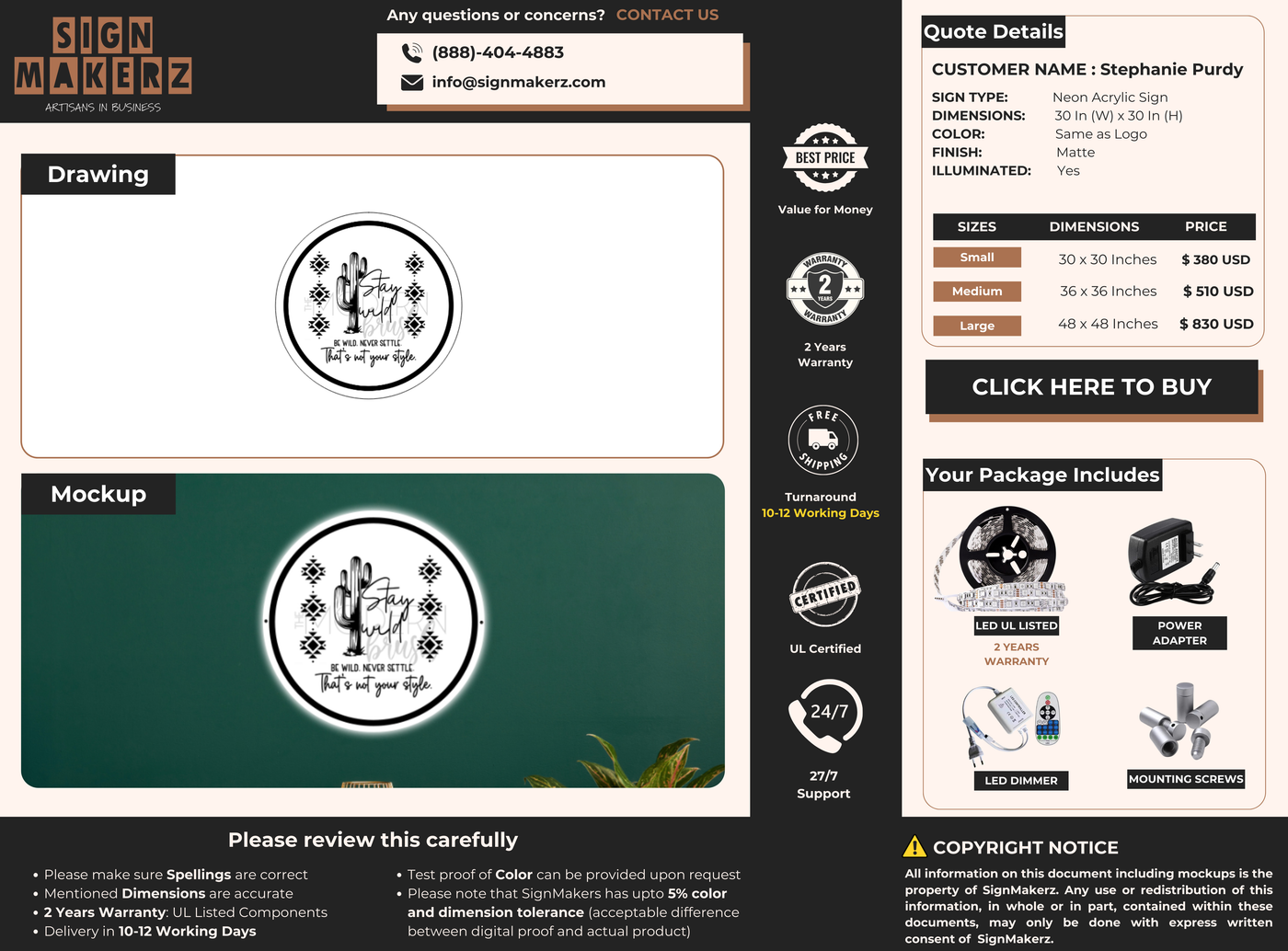 Business signage for Stephanie Purdy