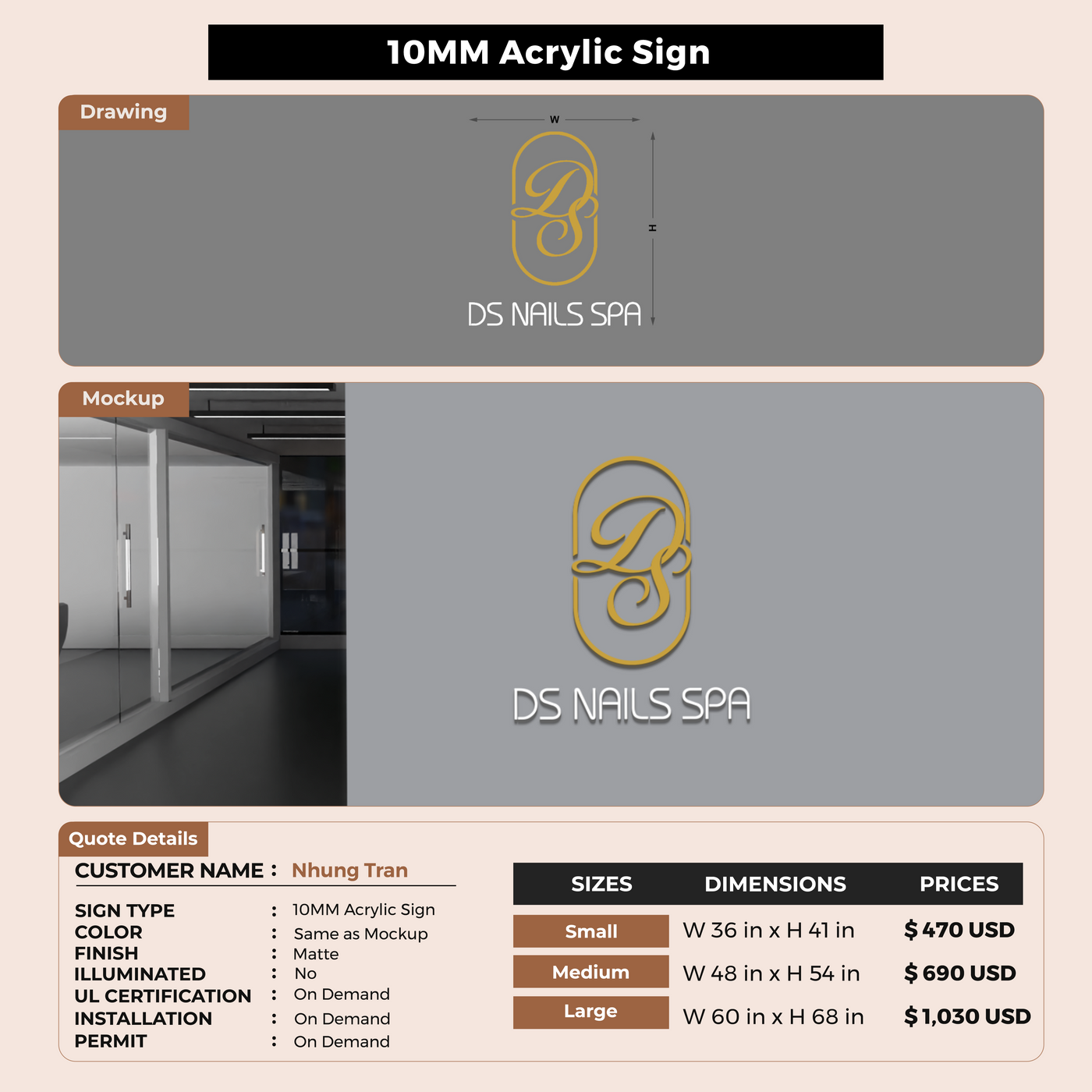 Custom Signs For Nhung Tran