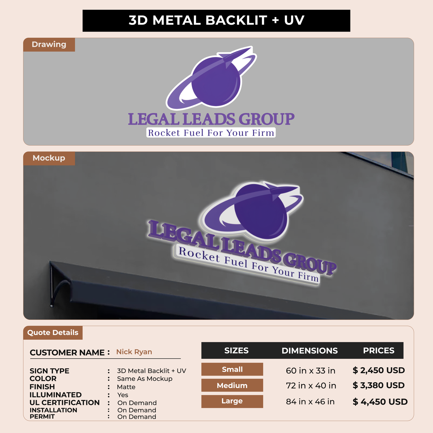 Business signage for Nick Ryan