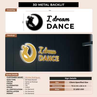 3D Metal BaACKLIT SIGN FOR Nicolas Rodriguez
