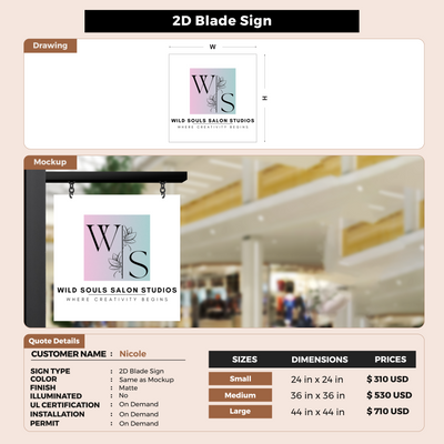 Business signage for Nicole