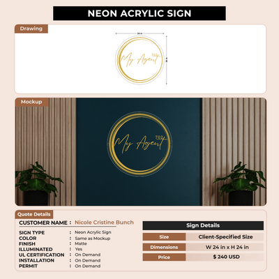 Neon Acrylic Sign For Nicole Cristine Bunch