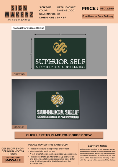 3d Metal Backlit signs for Nicole Restua