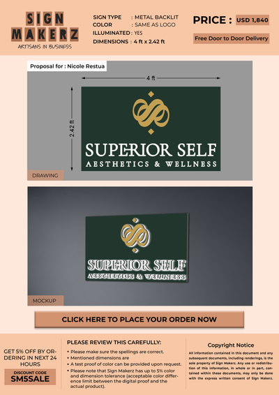 3d Metal Backlit signs for Nicole Restua