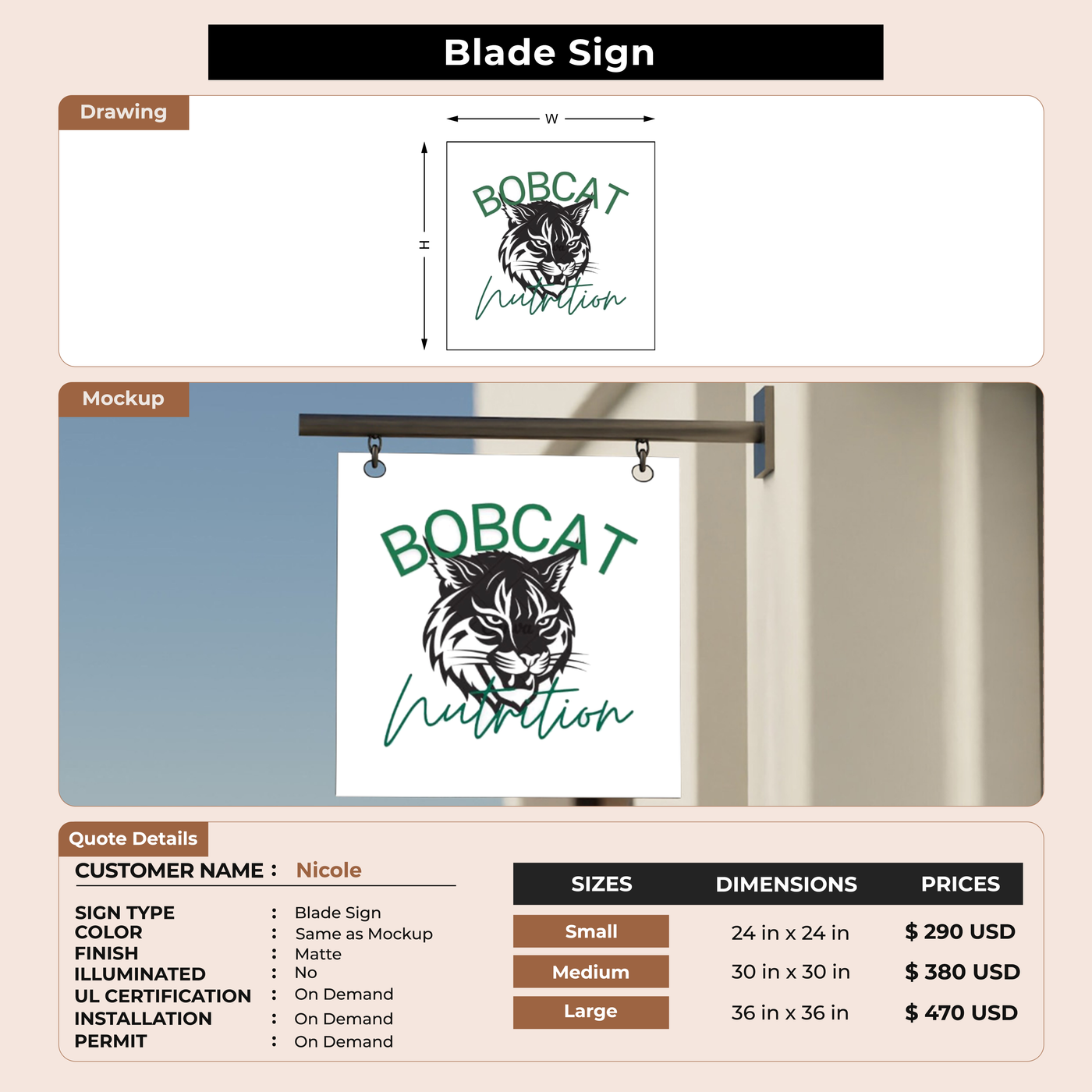 2D Blade sign for Nicole