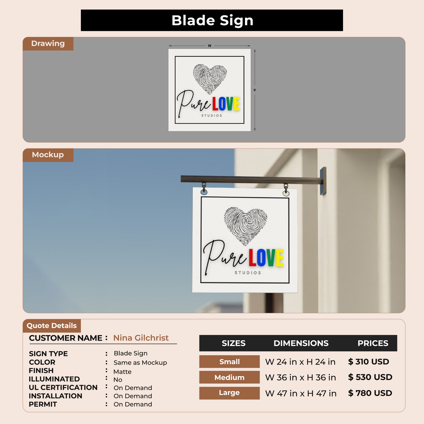 2D Blade Sign for Nina Gilchrist