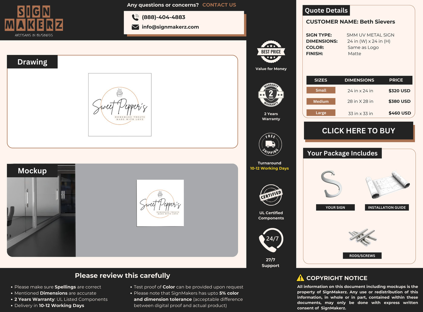 Business signage for Beth Sievers