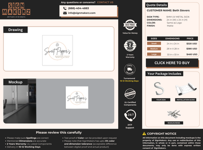 Business signage for Beth Sievers