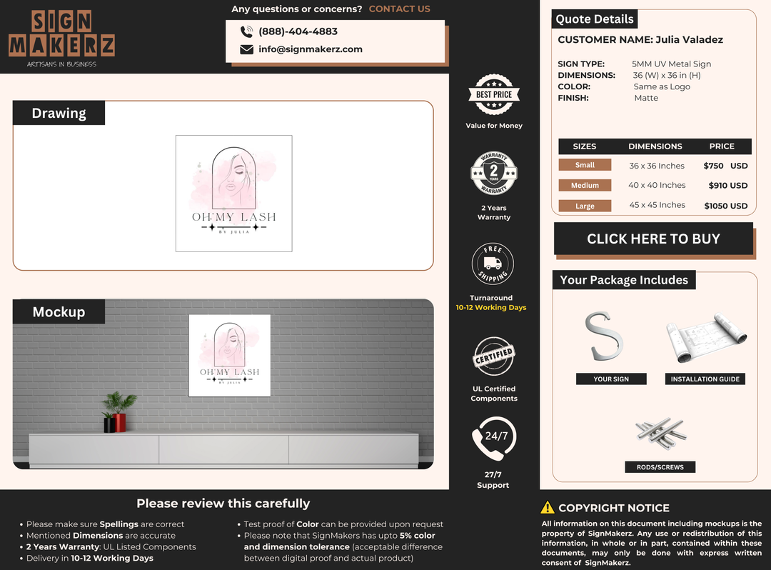 Business Signage for Julia Valadez