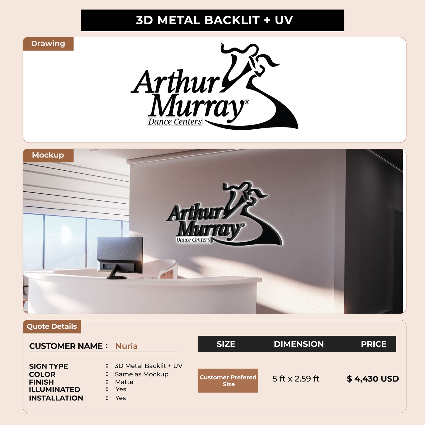 Business signage for Nuria