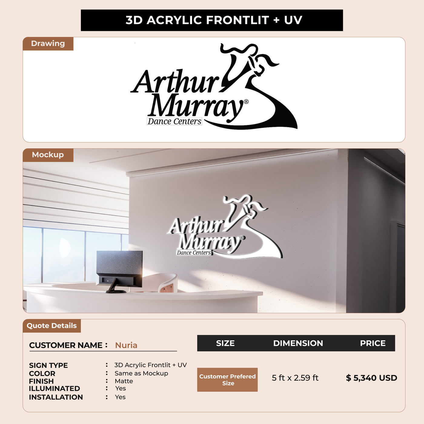 Business signage for Nuria