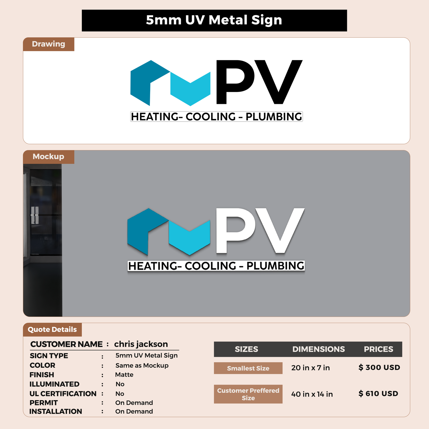 5MM UV Metal Sign for chris jackson