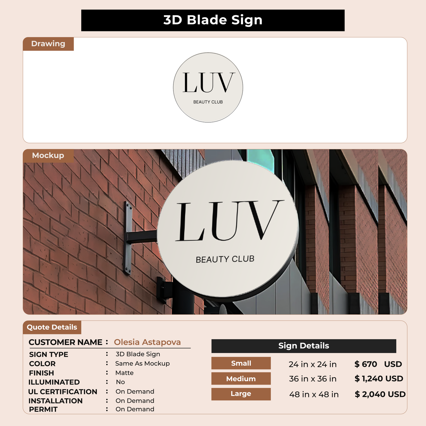 Custom Signs for Olesia Astapova