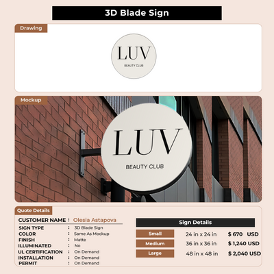 Custom Signs for Olesia Astapova