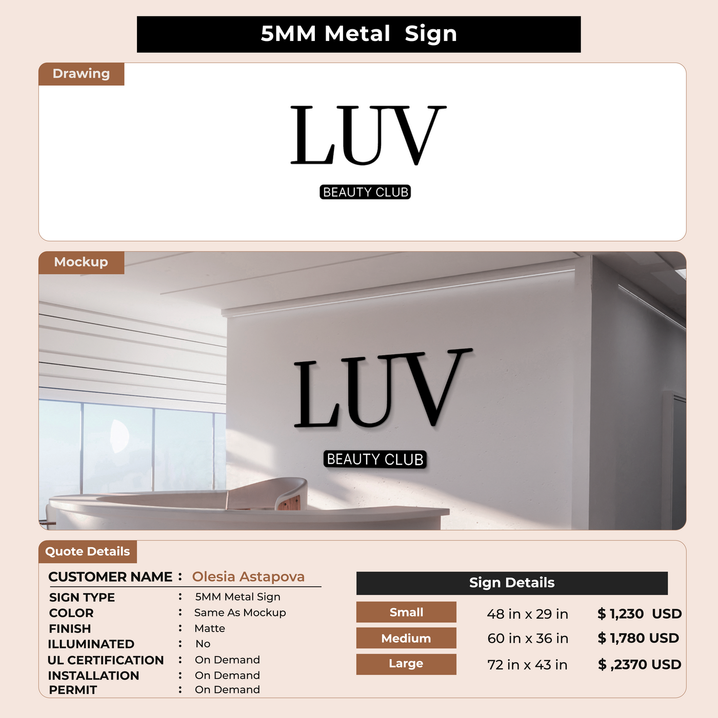 Custom Signs for Olesia Astapova