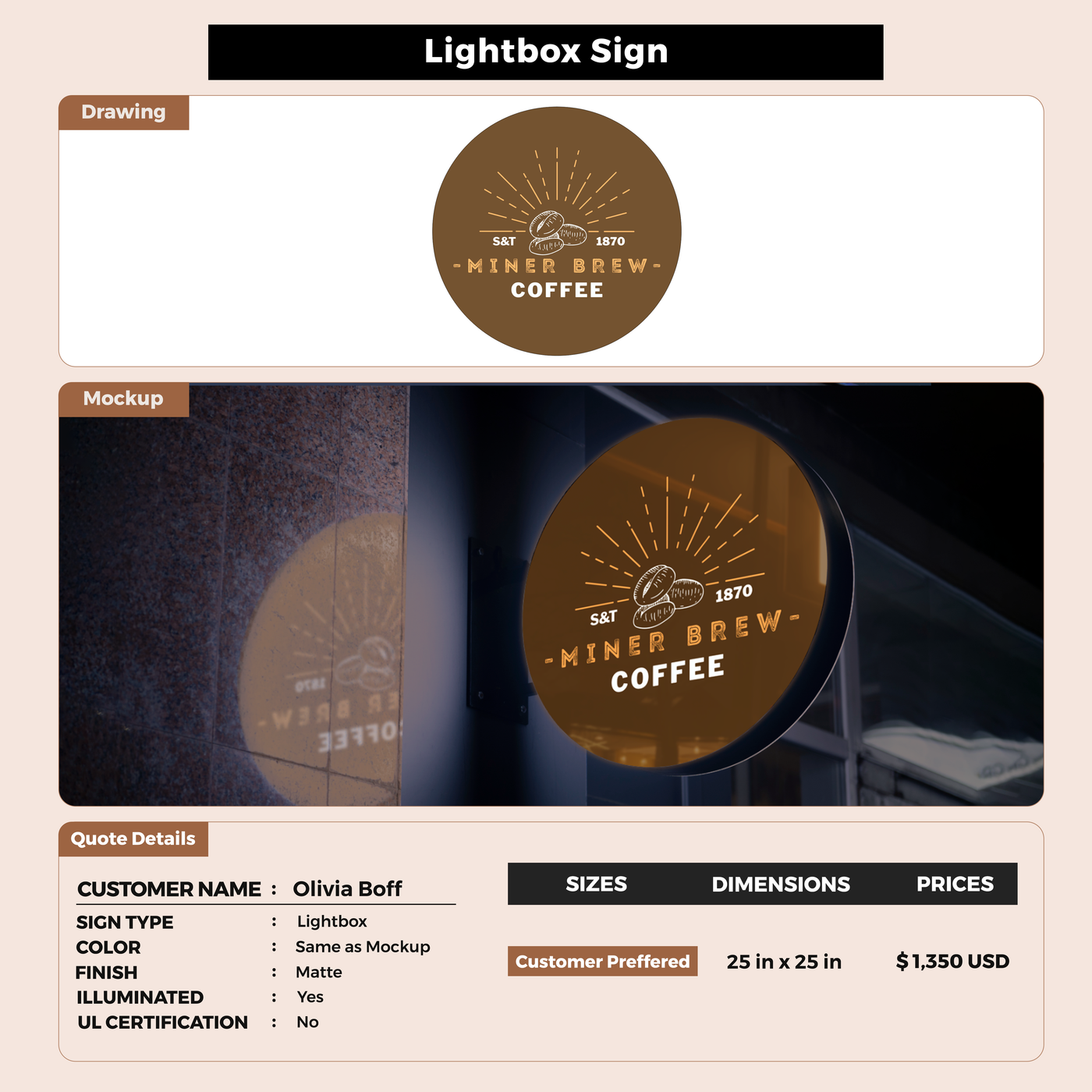 Custom Signs for Olivia Boff
