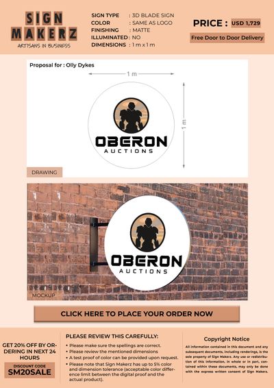 3D Blade Sign for Olly Dykes