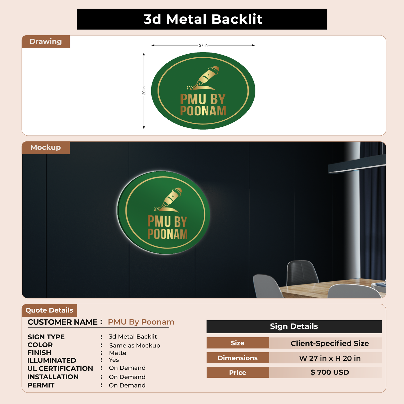 Business Signage for PMU By Poonam