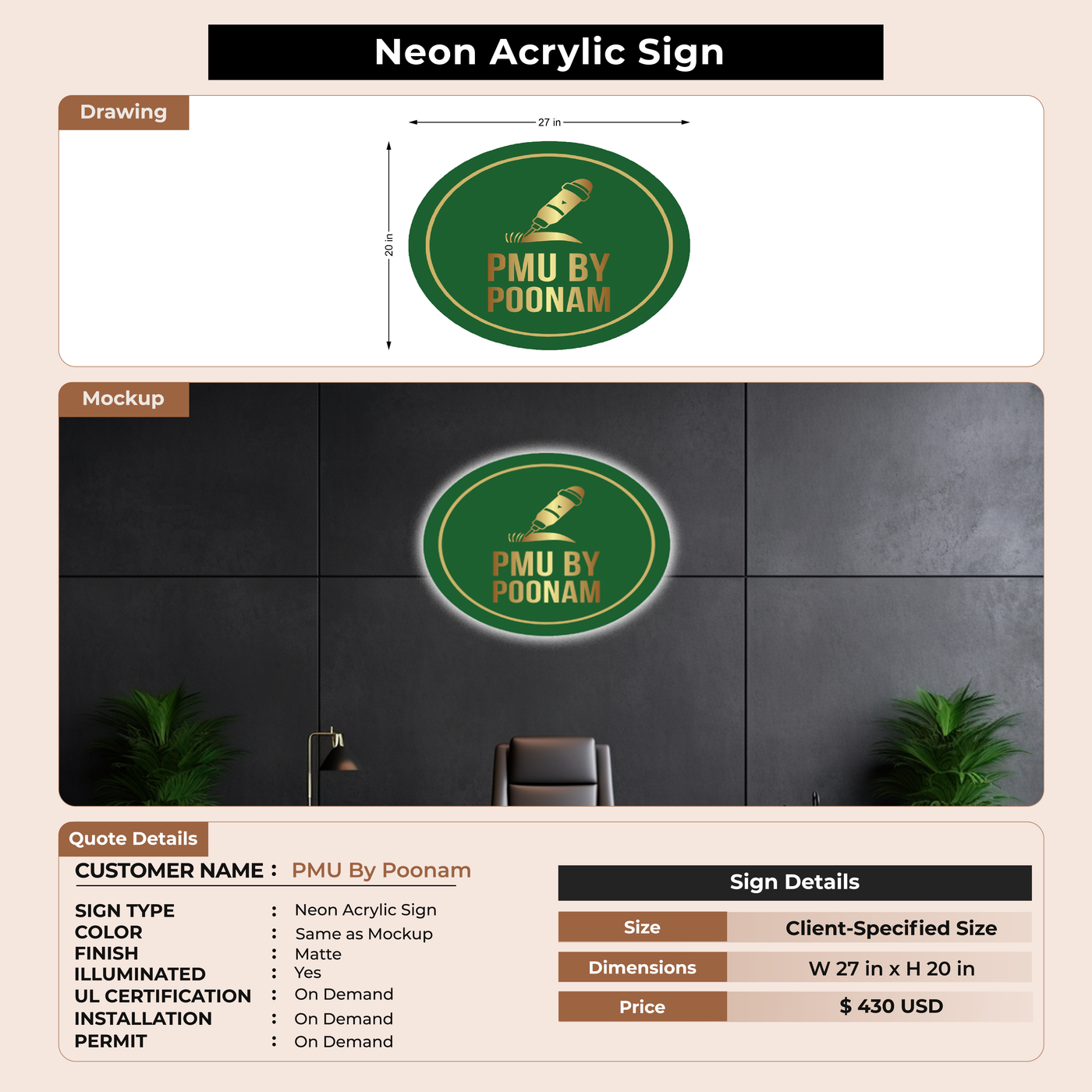 Business Signage for PMU By Poonam