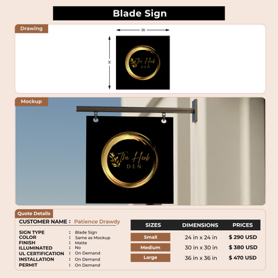 Business signage for Patience Drawdy