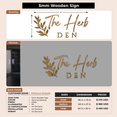 Business signage for Patience Drawdy