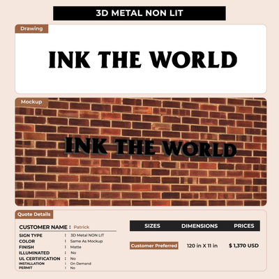 3D Metal Backlit Sign for Patrick