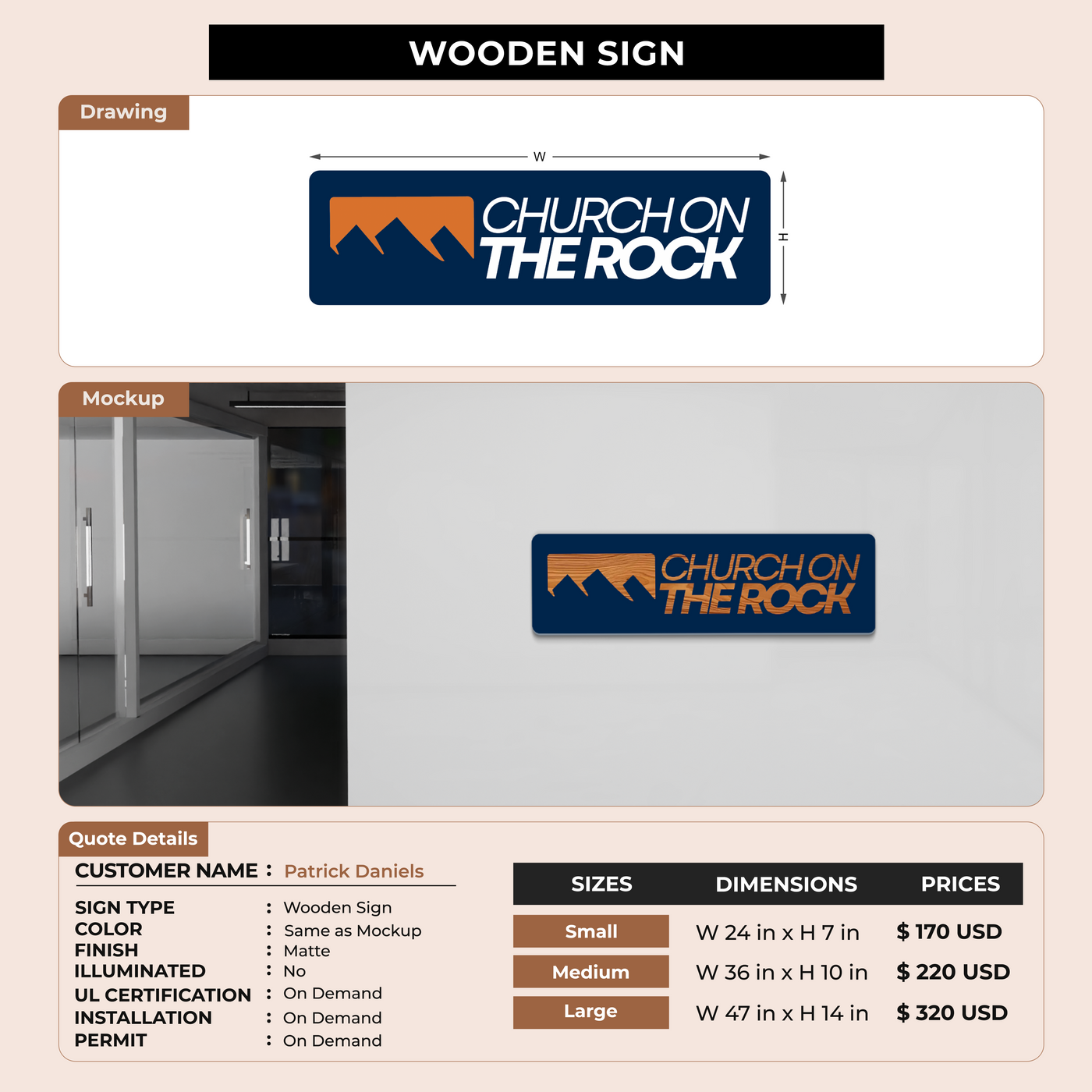 Wooden Sign For Patrick Daniels