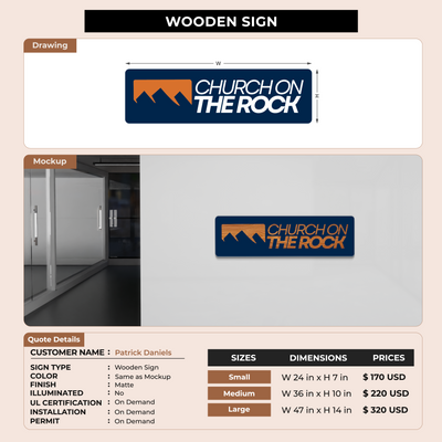 Wooden Sign For Patrick Daniels