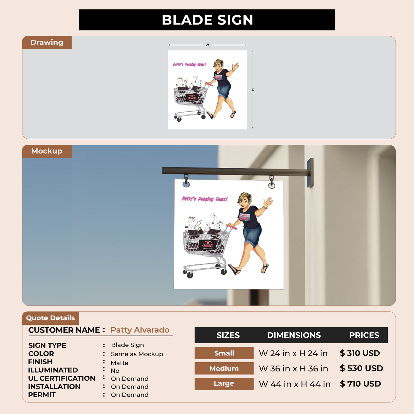 Blade Sign for patty alvarado
