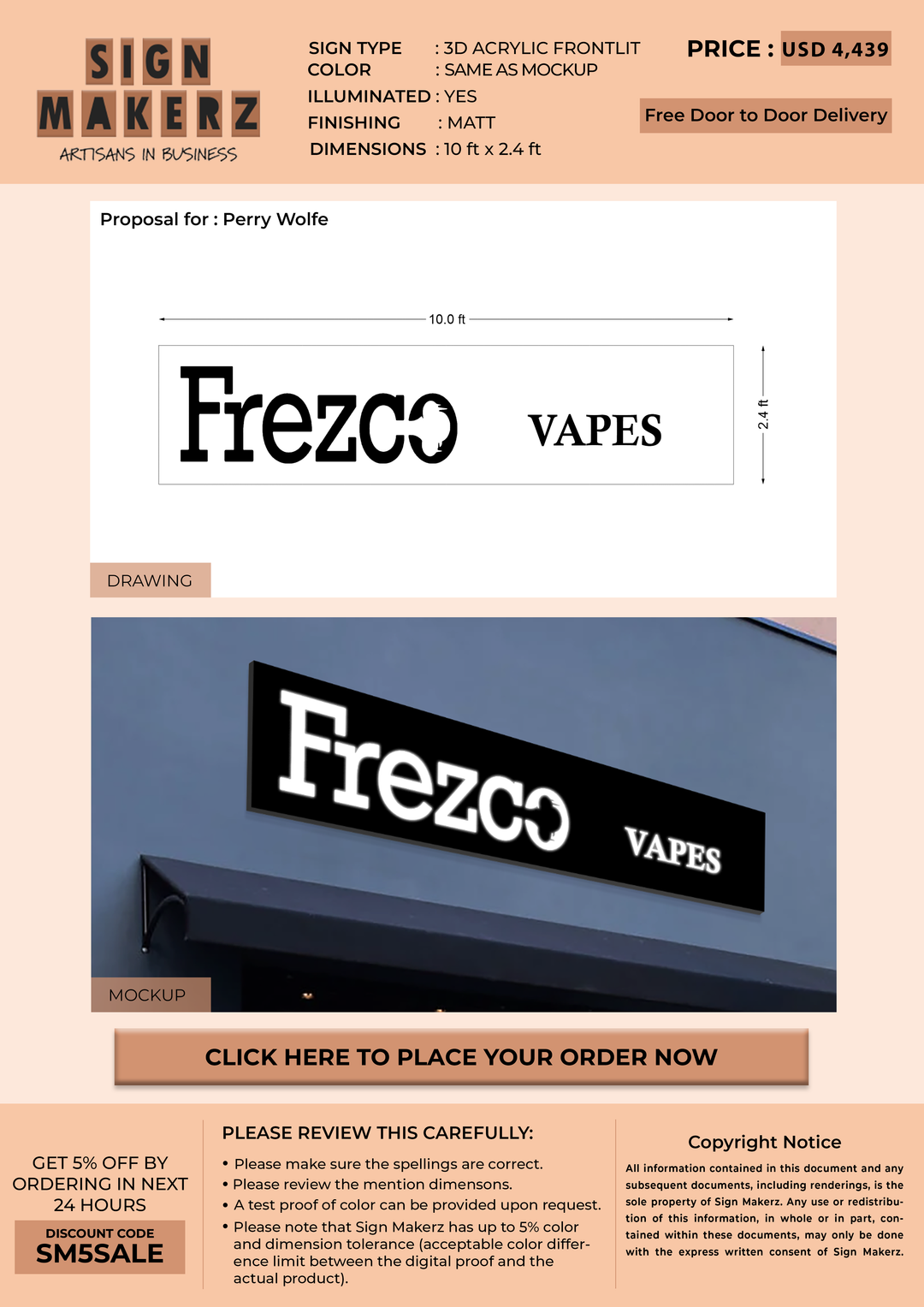 Business signage for Perry Wolfe