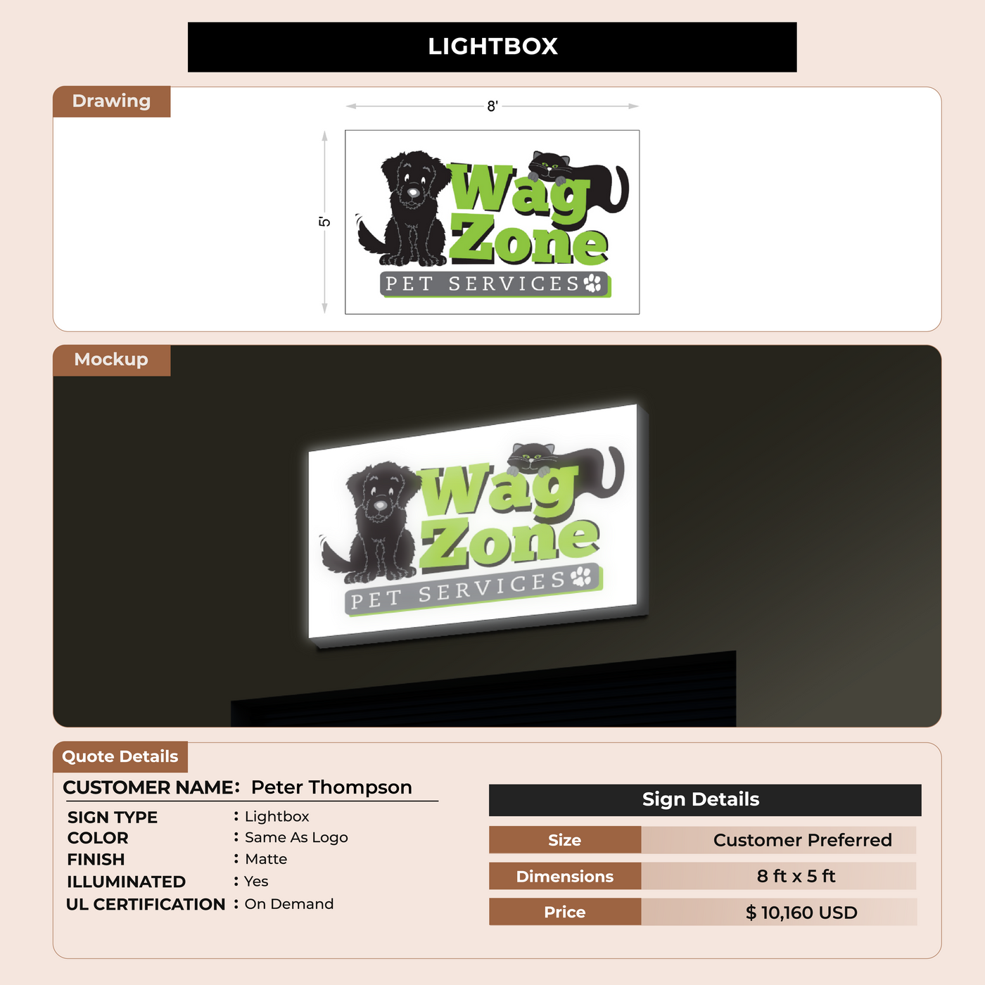 Lightbox Sign for Peter Thompson