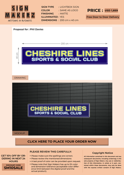 Light Box sign for Phil Davies