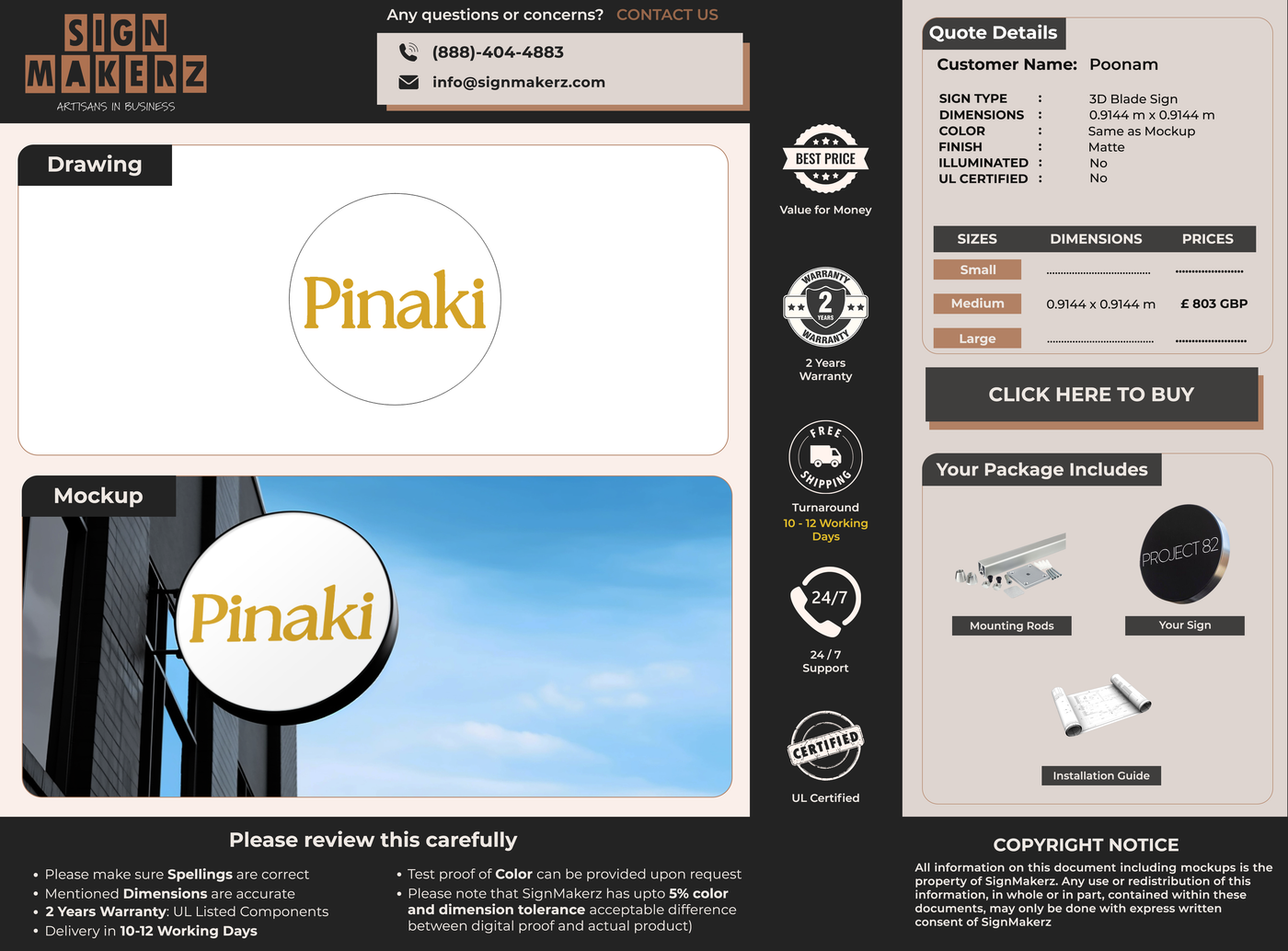 Business signage for Poonam