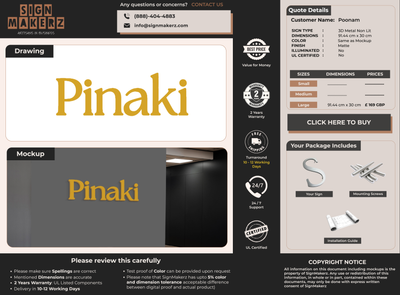 Business signage for Poonam