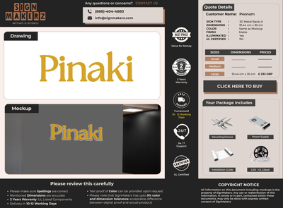 Business signage for Poonam