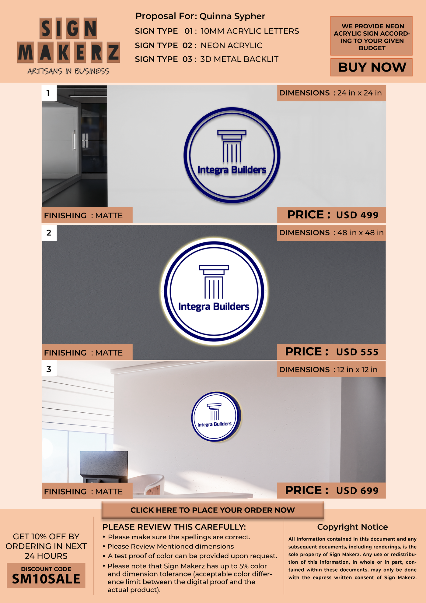 Business signage for Quinna Sypher