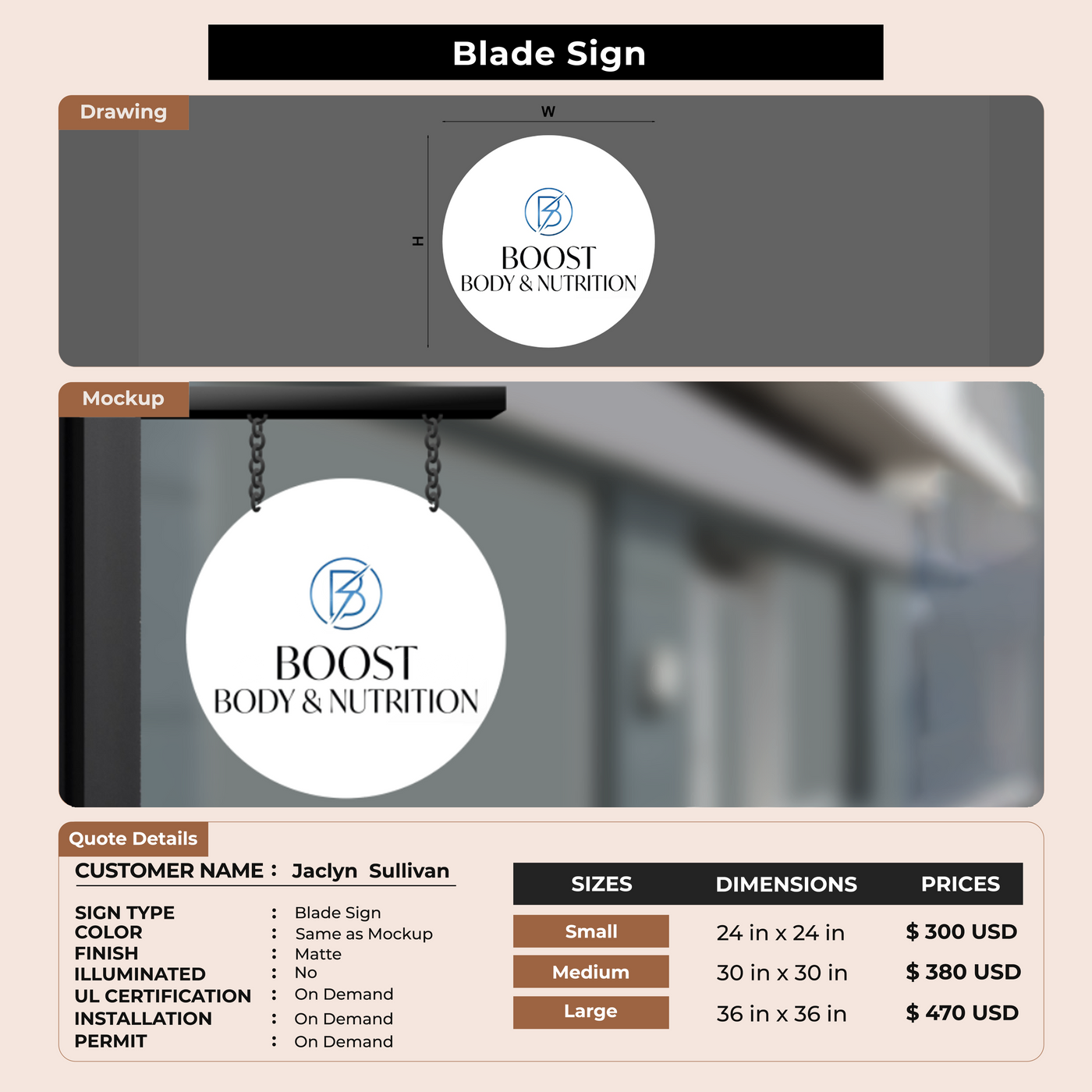 Blade Sign for Jaclyn  Sullivan