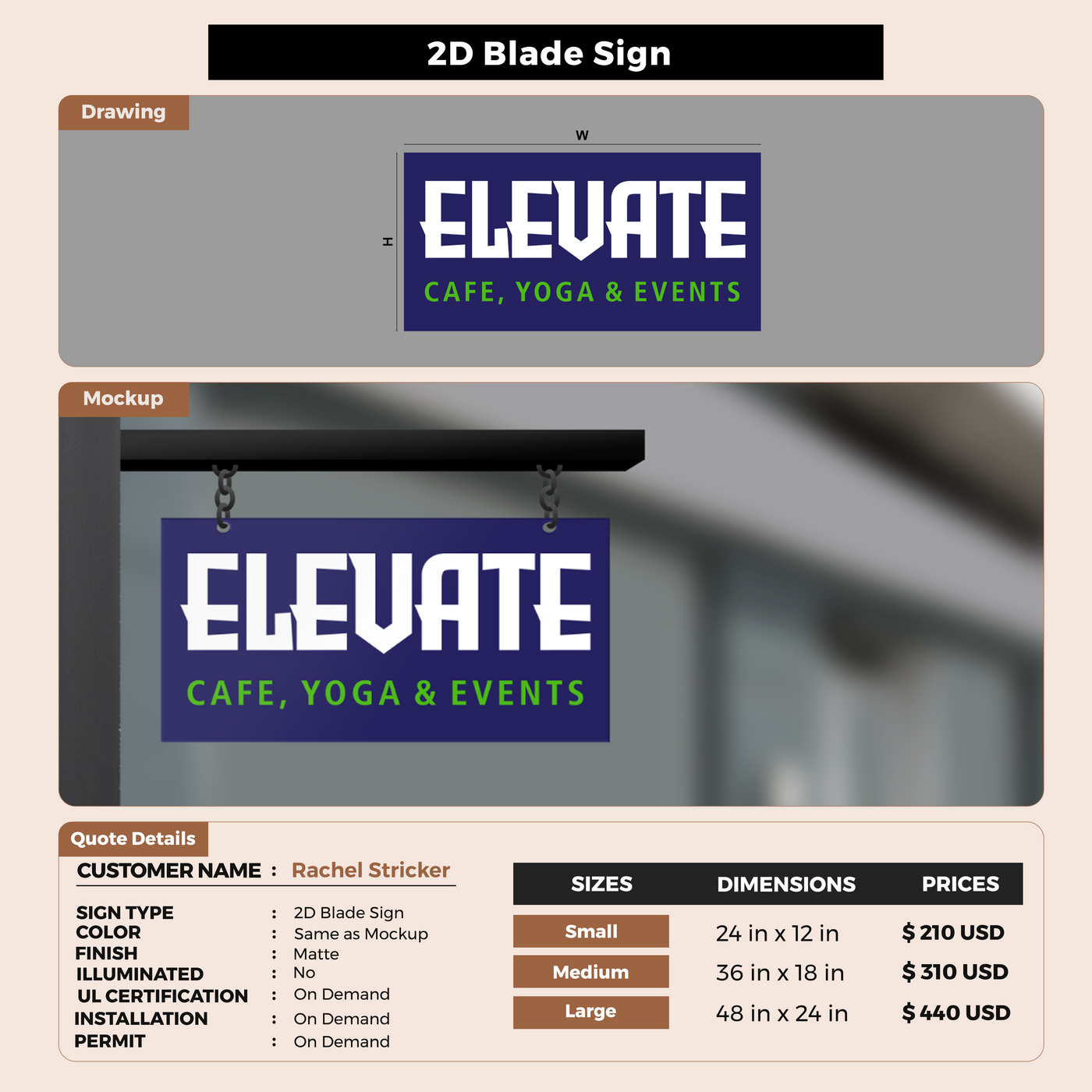 2D Blade Sign for Rachel Stricker