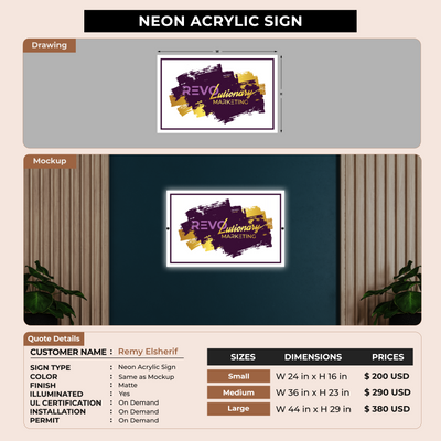Neon Acrylic Sign for Remy Elsherif