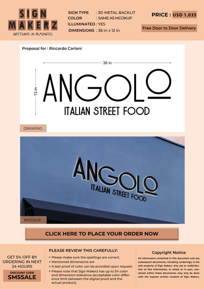 3d Metal Backlit Sign for Riccardo Carloni