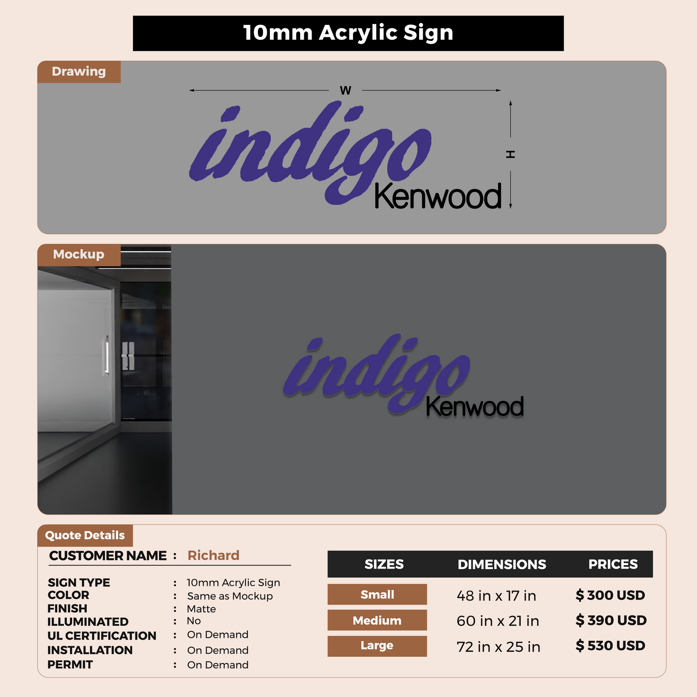 10mm acrylic sign for Richard