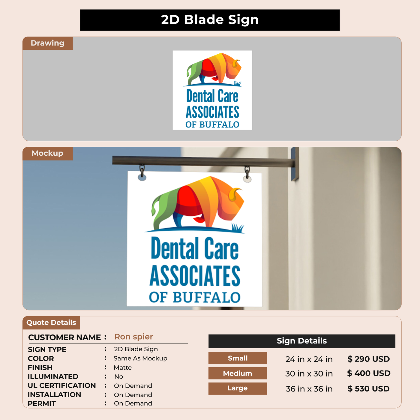 2D Blade Sign for Ron spier